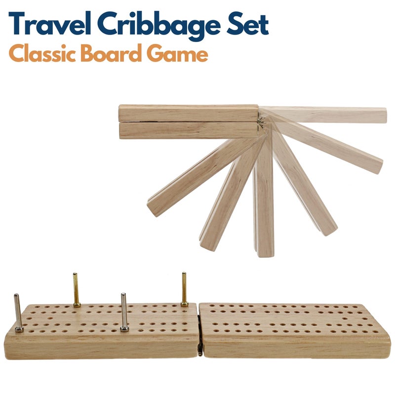 WE Games Wooden Folding Travel Cribbage Board with Metal Pegs, Small Size for Easy Travel - Image 2